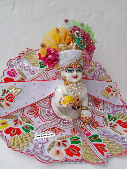 Handwork white heavy dress with heavy pagdi