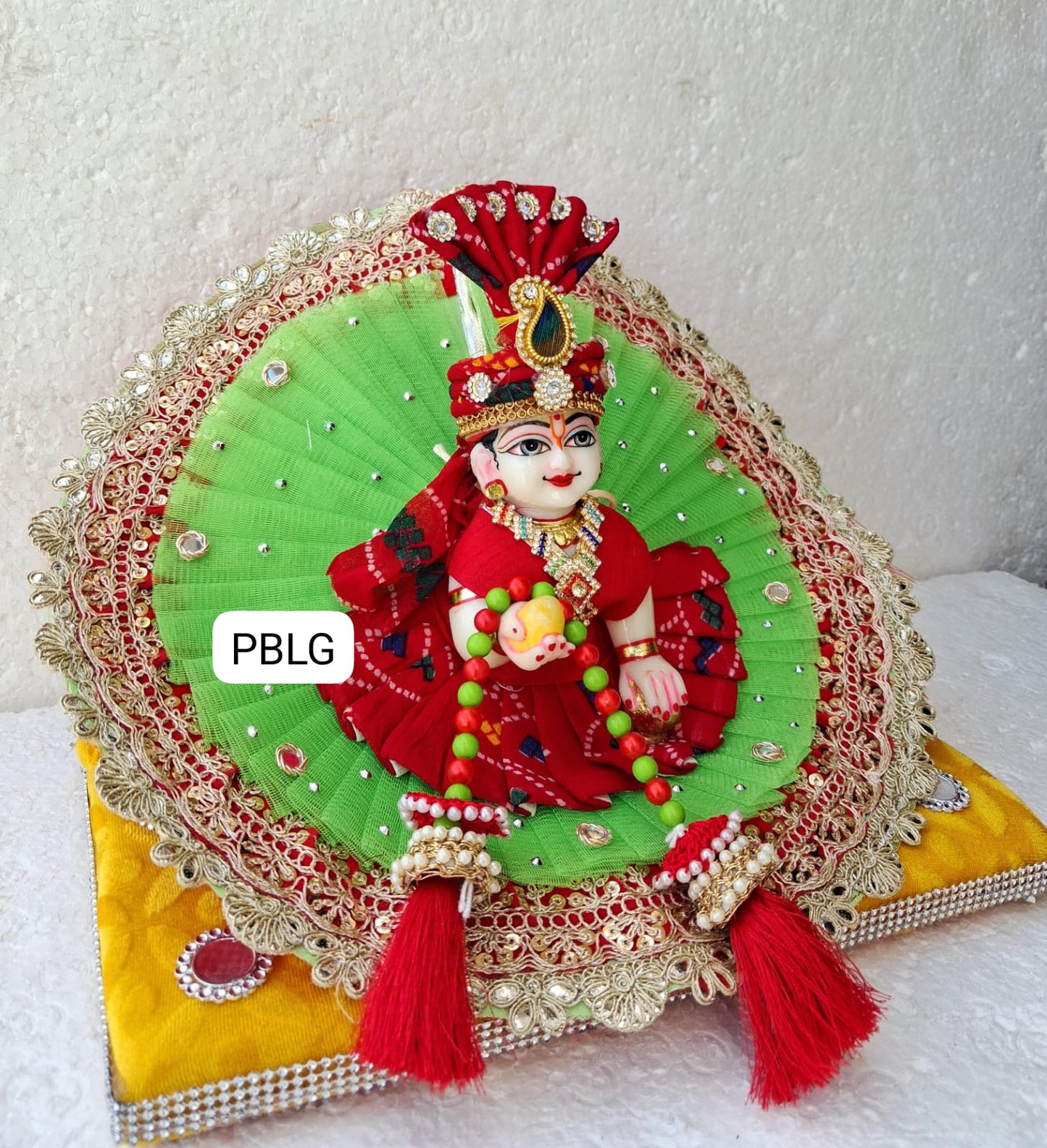 Green - bandhej dress with pagdi and patka