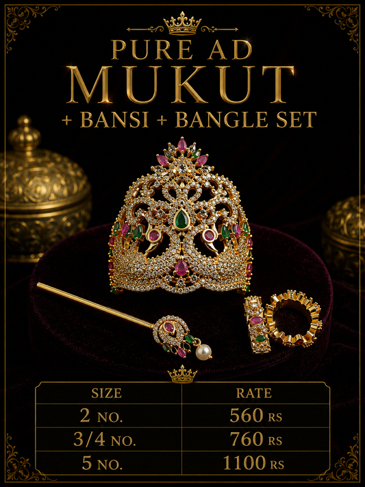 Pure ad mukut + Bansi + bangle