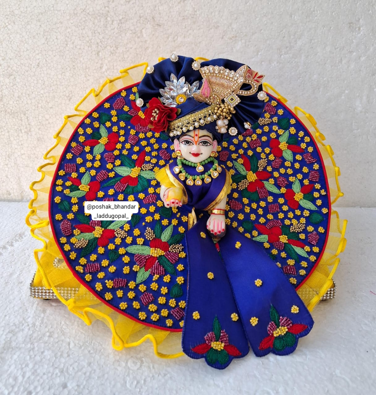 Blue heavy handwork dress with pagdi and patka