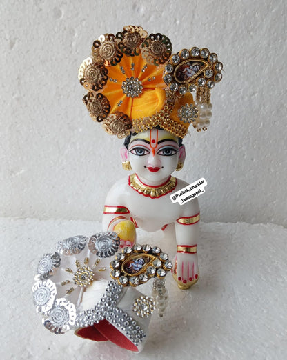 White / yellow/ Grey colour pagdi