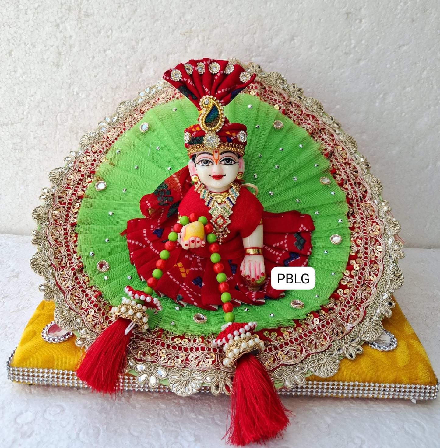 Green - bandhej dress with pagdi and patka