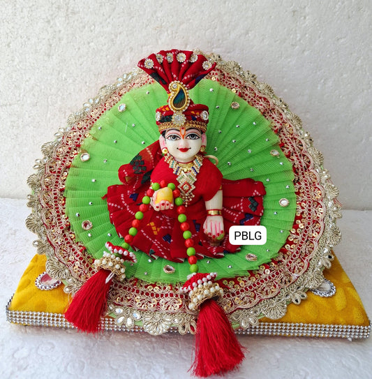Green - bandhej dress with pagdi and patka