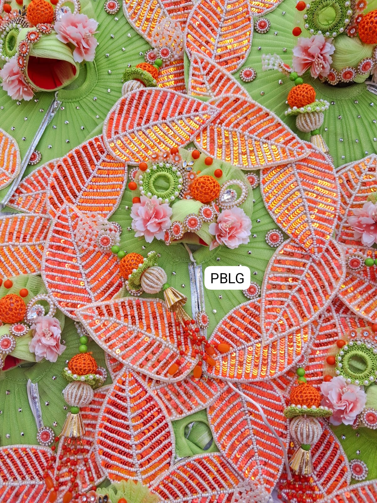 Heavy sequence leaf pattern dress