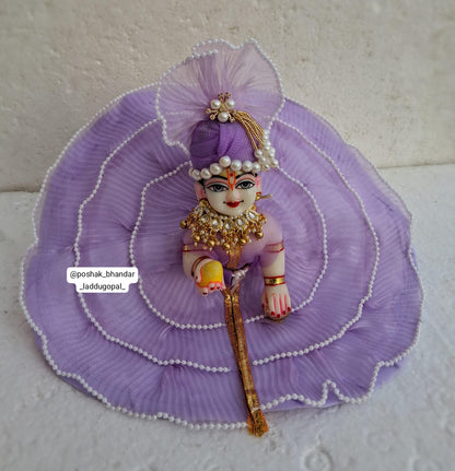 Purple net dress with pagdi