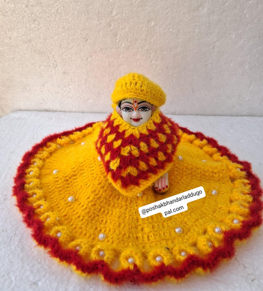 Woolen dress with pounchu and cap